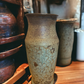 Wheel-Thrown Pottery Art Piece- Speckled Browns, Green/Blue, Earth Tone Vase, Dimensions:  11.5h"x5w"