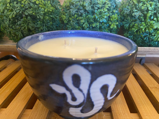 Handcrafted, Wheel-Thrown Container Candle- Medium Black/Blue Vessel, Snake- 11.5oz Luxury, Long-Burning Soy Wax- Phthalate Free Fragrance