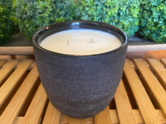 Handcrafted, Wheel-Thrown Container Candle- Medium Black Vessel, Stoneware Design- 10.5oz Luxury, Long-Burning Soy Wax- Phthalate Free Fragrance