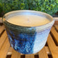 Handcrafted, Wheel-Thrown Container Candle- Medium Vessel, White/Blue Fat Stripe- 9oz Luxury, Long-Burning Soy Wax- Phthalate Free Fragrance