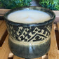 Handcrafted, Wheel-Thrown Container Candle- Small Vessel, Black/Brown Glazed Designs Top- 5.5oz Luxury, Long-Burning Soy Wax- Phthalate Free Fragrance