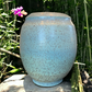 Wheel-Thrown Pottery Art Piece- Speckled Green/Blue, Earth Tone Pot, Dimensions:  11h"x8.5w"