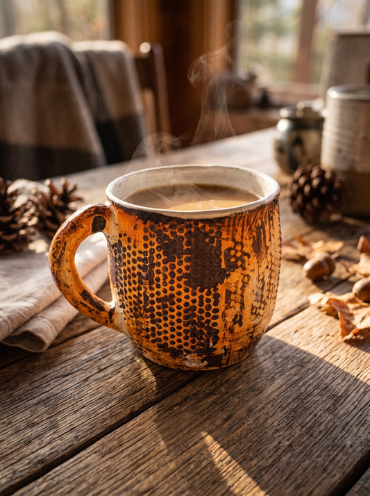 Honeycomb & Rust Textured Mug