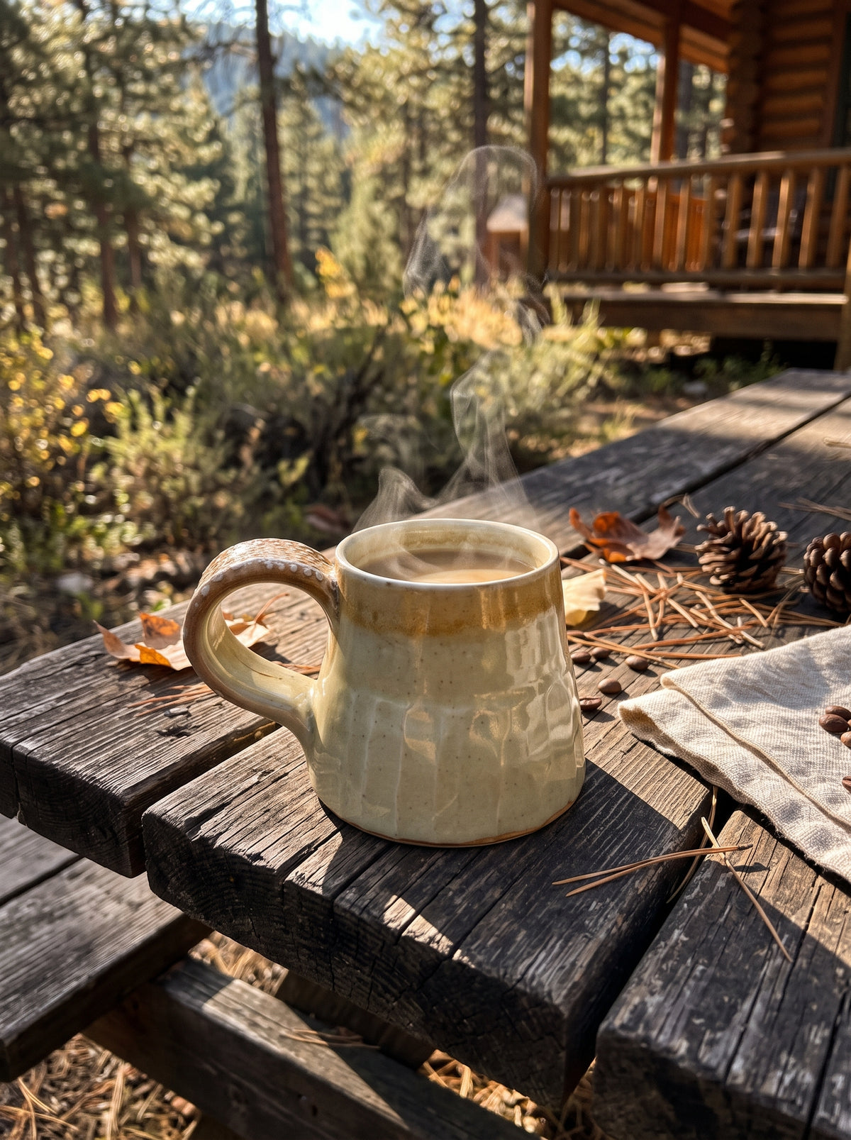 Textured Celadon Faceted Mug