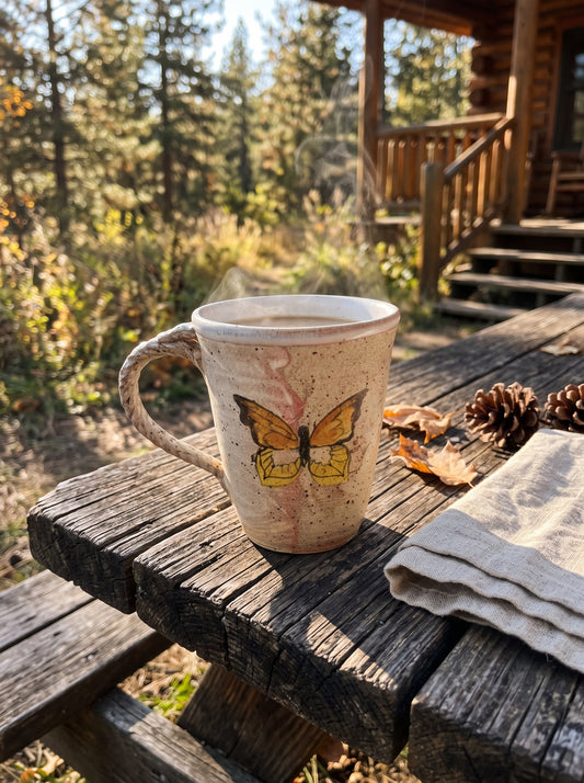 Vintage Butterfly Braided Mug