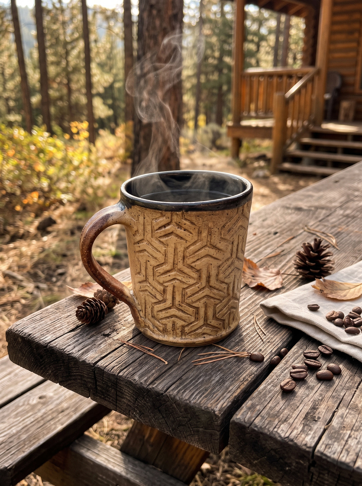 Geometric Carved Mocha Mug