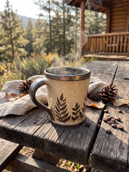 Botanical Fern Carved Mug