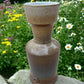 Wheel-Thrown Pottery Art Piece Decor/Vase- Speckled, Cream & Shades of Warm Brown, w/ hues of purple/gray/blue Vase, Dimensions:  11.5h"x4.5w"