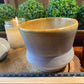 Handcrafted, Wheel-Thrown Container Candle- Medium Cream/Purple Vessel w Tan Rim- 10oz Luxury, Long-Burning Soy Wax- Phthalate Free Fragrance