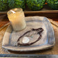 Handcrafted, Unique, Pottery Plate- Medium Square, Large Gray Circle