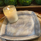 Handcrafted, Unique, Pottery Plate- Medium Square, Large Gray Circle