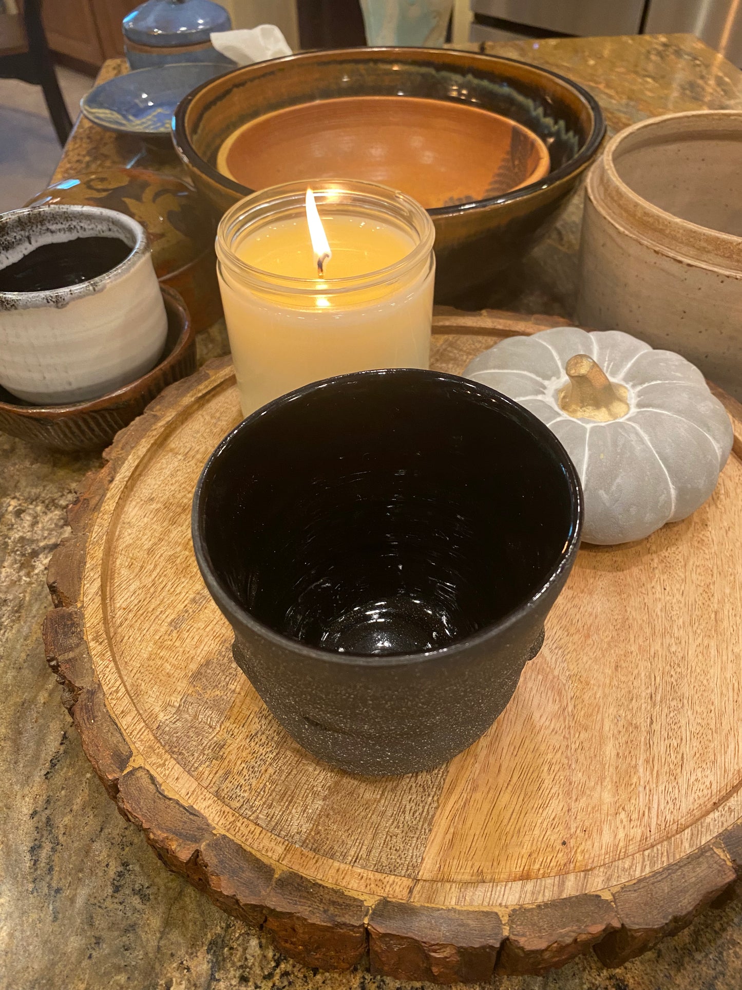 Handcrafted, Wheel-Thrown Container Candle- Medium Matte Black Vessel- 13oz Luxury, Long-Burning Soy Wax- Phthalate Free Fragrance